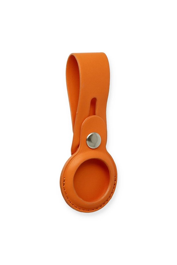 Leather Case with Airtag Strap - Orange