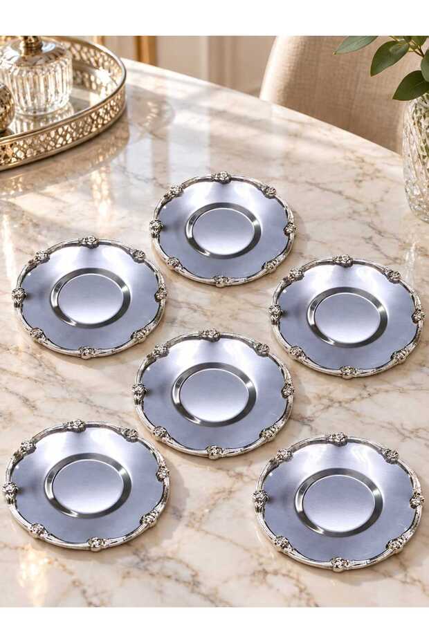 6 Pieces of Metal Plated Silver Plates