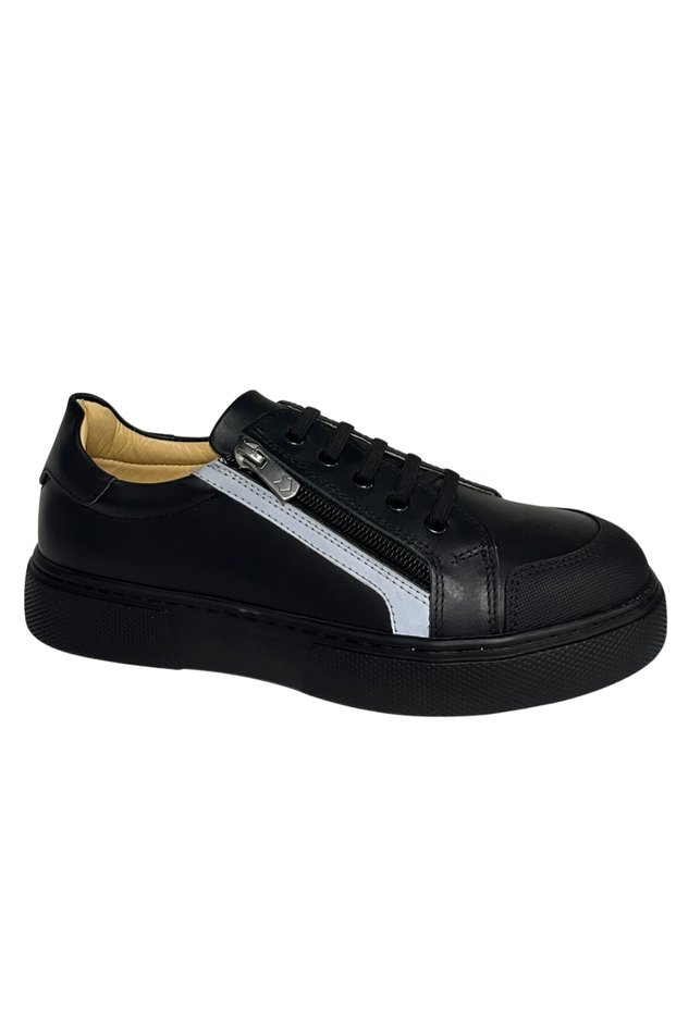 Boys' Casual Shoes – Black-Grey Genuine Leather Orthopedic Sole