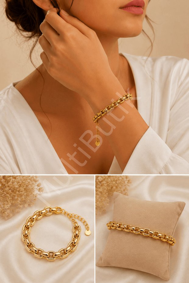 Gold Color Thick Chain Steel Bracelet