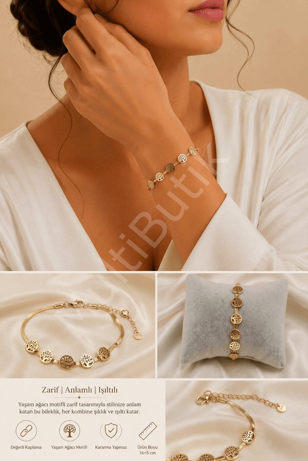 Gold Bracelet with Tree of Life Motif