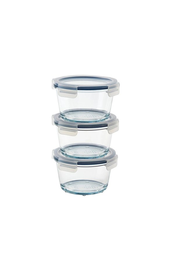 365+ Glass Storage Container Set, Transparent, 600 Ml, Round, Set of 3