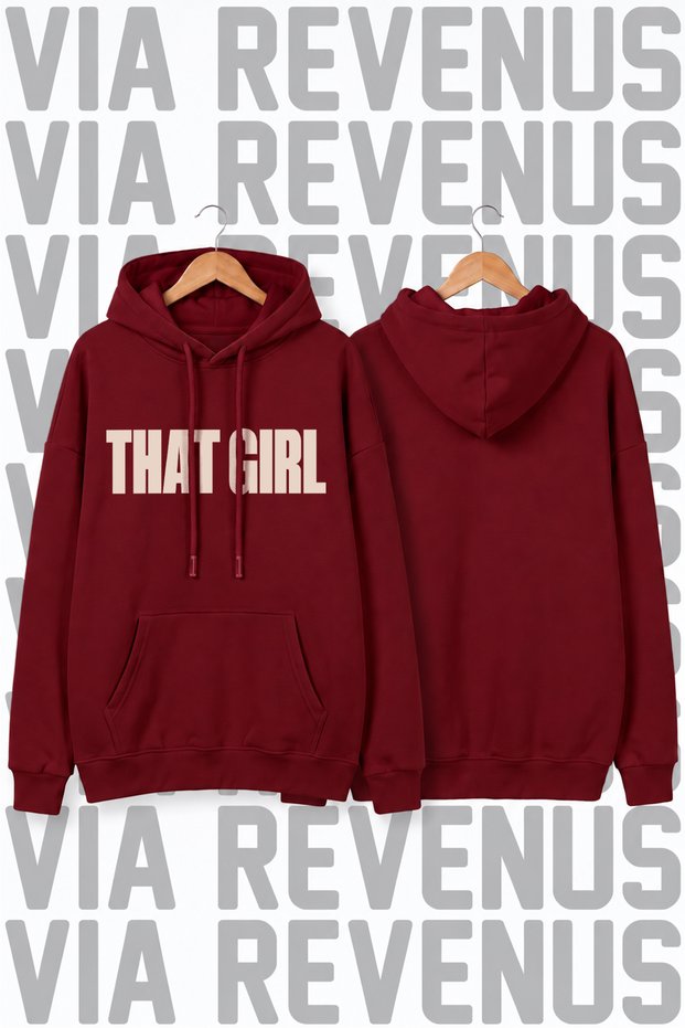 That Girl Printed Unisex Wide Fit Hooded Hoodie Sweatshirt