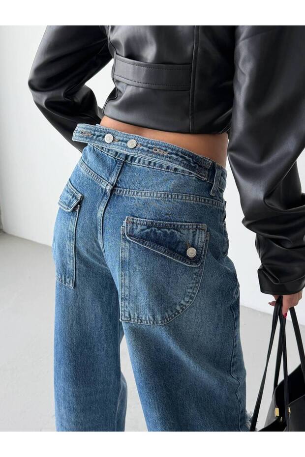 Trend Special Waist Design Wide Leg Loose Fit Denim Jeans