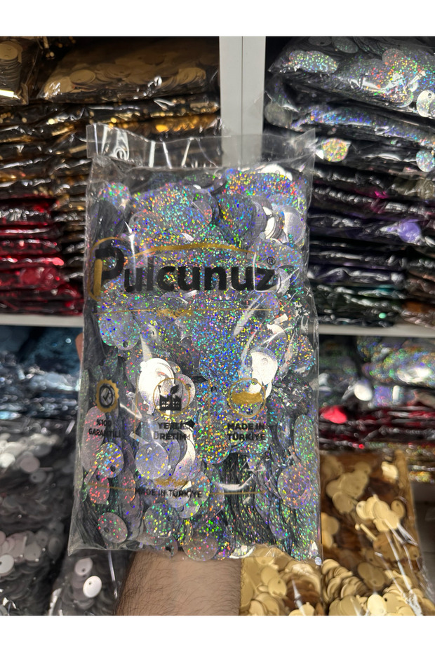 Sequins 20 mm Wide Hole Hologram Round Sequins 500 Grams – Shiny Multi-Color Reflective