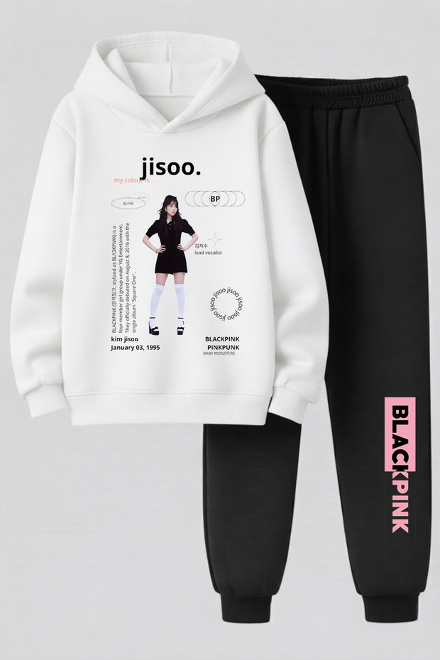 Jisoo from Blackpink Printed 3-Yarn Quality Sweatshirt and Sweatpants Kids' Top-Bottom Set