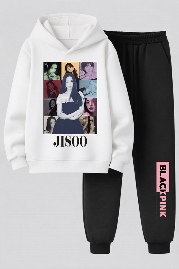 Jisoo from Blackpink Printed 3-Yarn Quality Sweatshirt and Sweatpants Kids' Top-Bottom Set