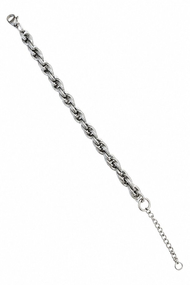 Steel Textured Interlocking Ring Bracelet