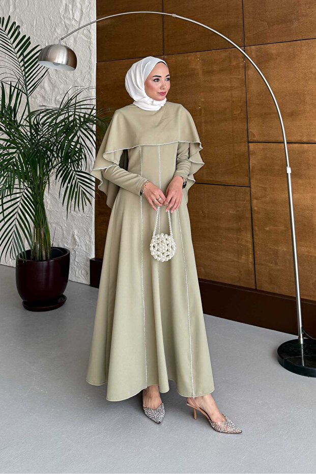 Cape Stone Detailed Dress