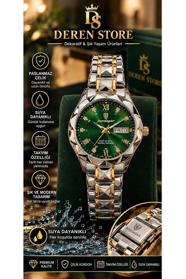Women's Wrist Watch Elegant Khaki Gold Steel Gift Accessory Life Style Style