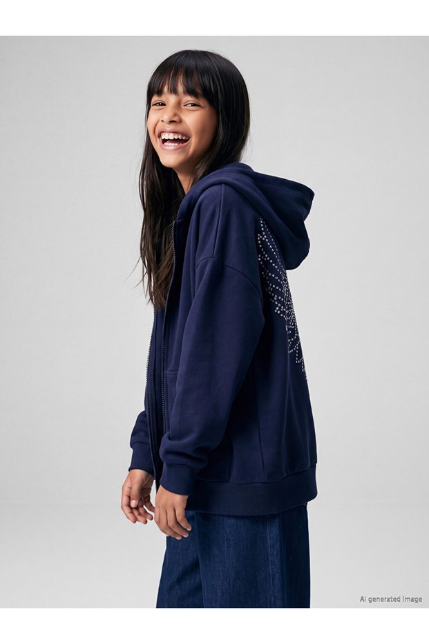 Quality Parts from Çelebi Store Girls' Sweatshirt with Stone Hooded Zipper