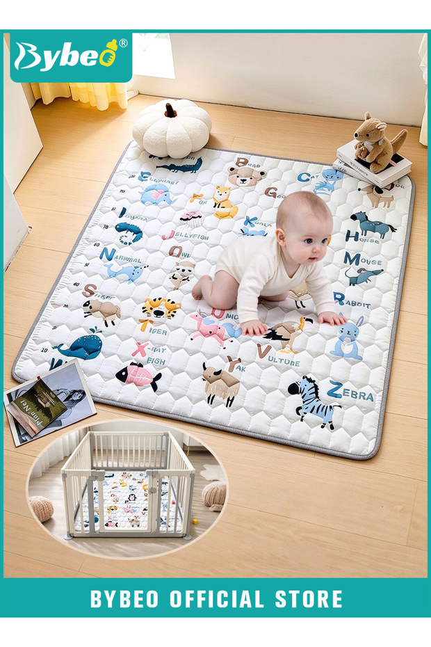 Baby Play Mats, Tummy Time Activity Play Mat, Baby Crawling Mat, Ultra Soft Floor Mat, Large Cushioning Padded Baby Playpen Mat for Indoor Outdoor Use, Machine Washable & BPA Free, 127x127CM, 25MM