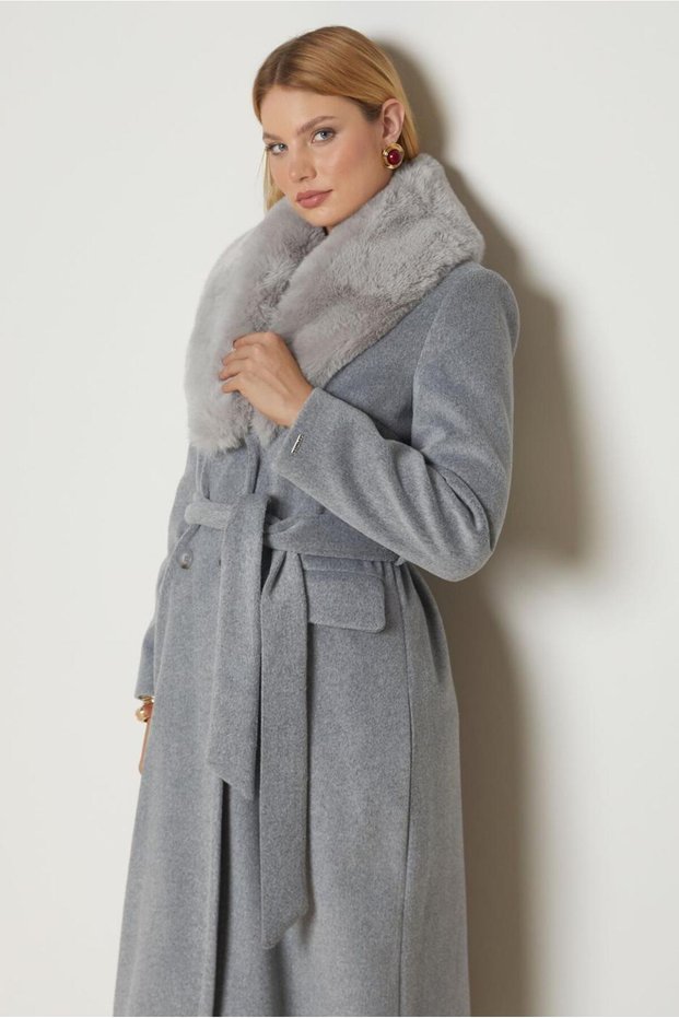 Fur Coat with Belt 90652