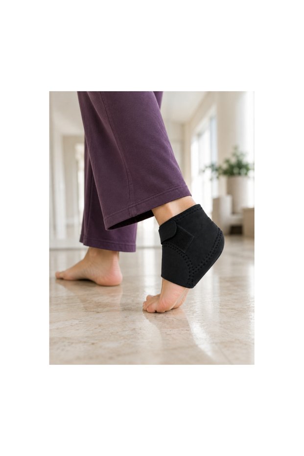 Heel Support Sock Size m 40-45 Adjustable Velcro Flexible Black Design
