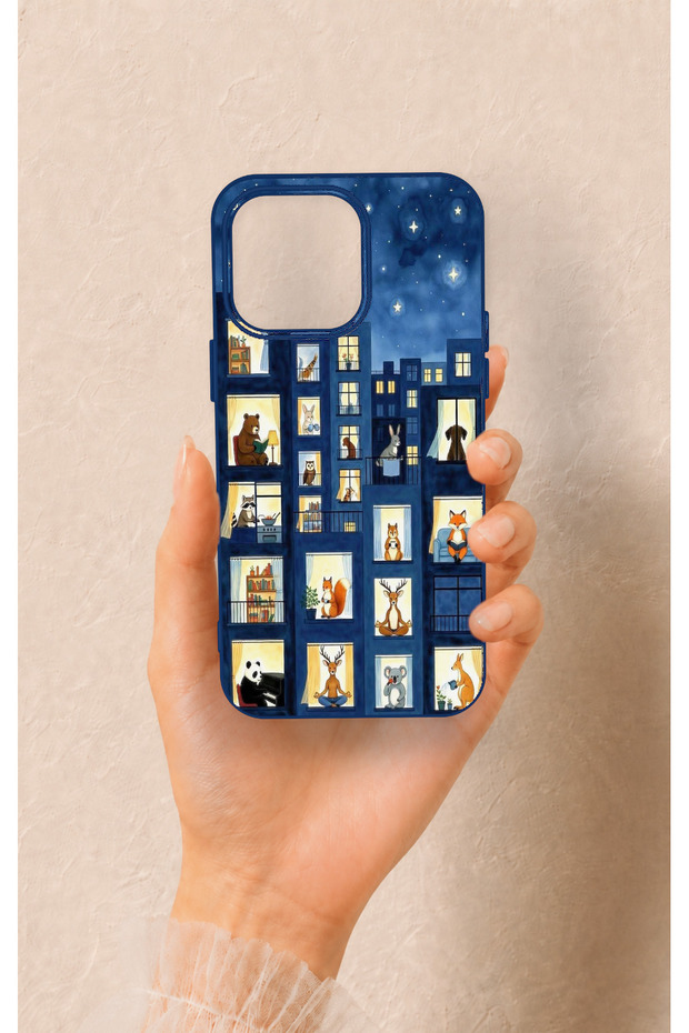 iPhone 15 Pro Max Compatible Starry Apartment Pattern Silicone Case