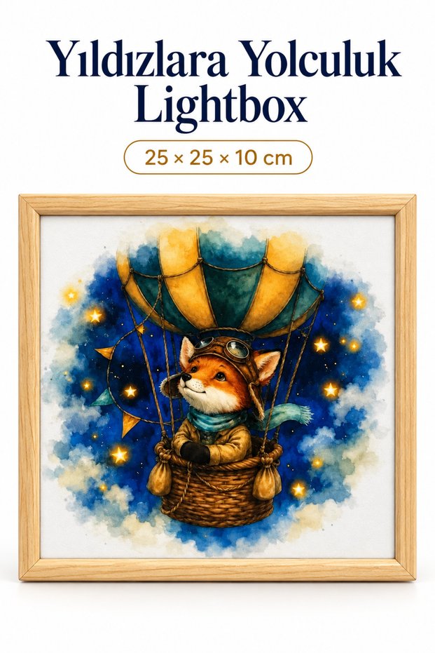 Journey to the Stars Light Box – Wooden Led Illuminated Night Light for Children's and Baby's Room, Decorative a