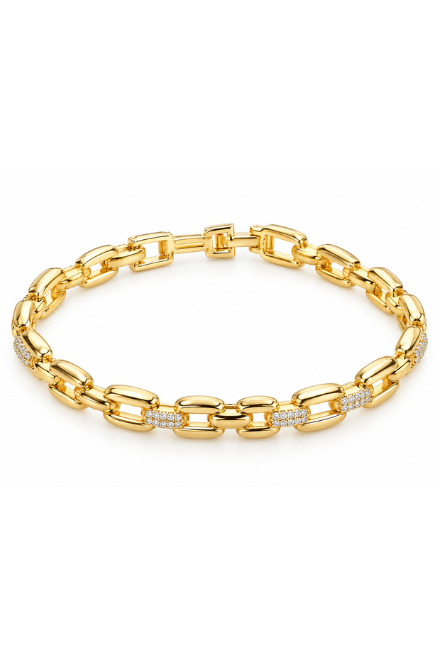 Zircon Stone Row Chain Bracelet