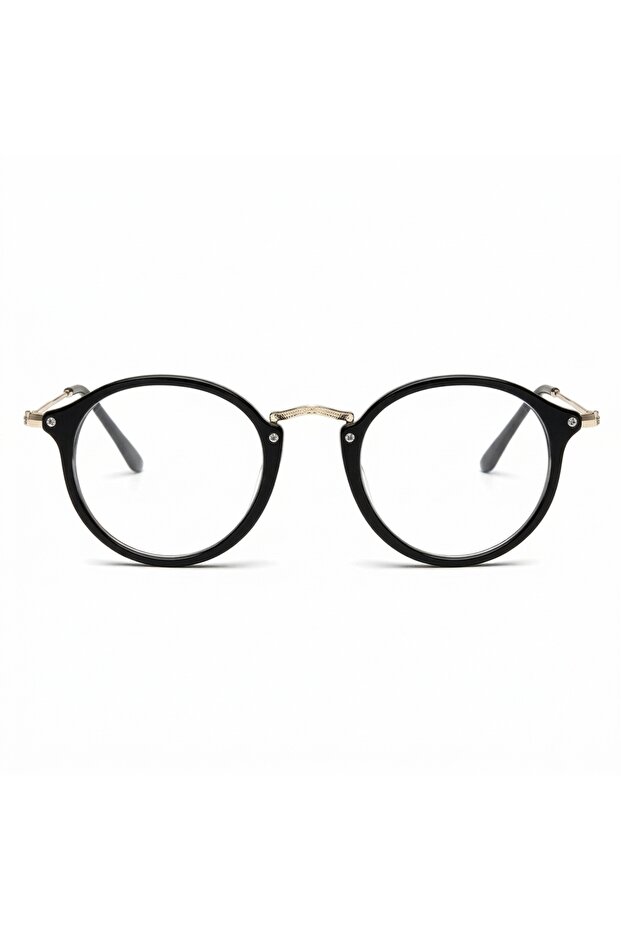 Round Frame Metal Handle Unisex Glasses