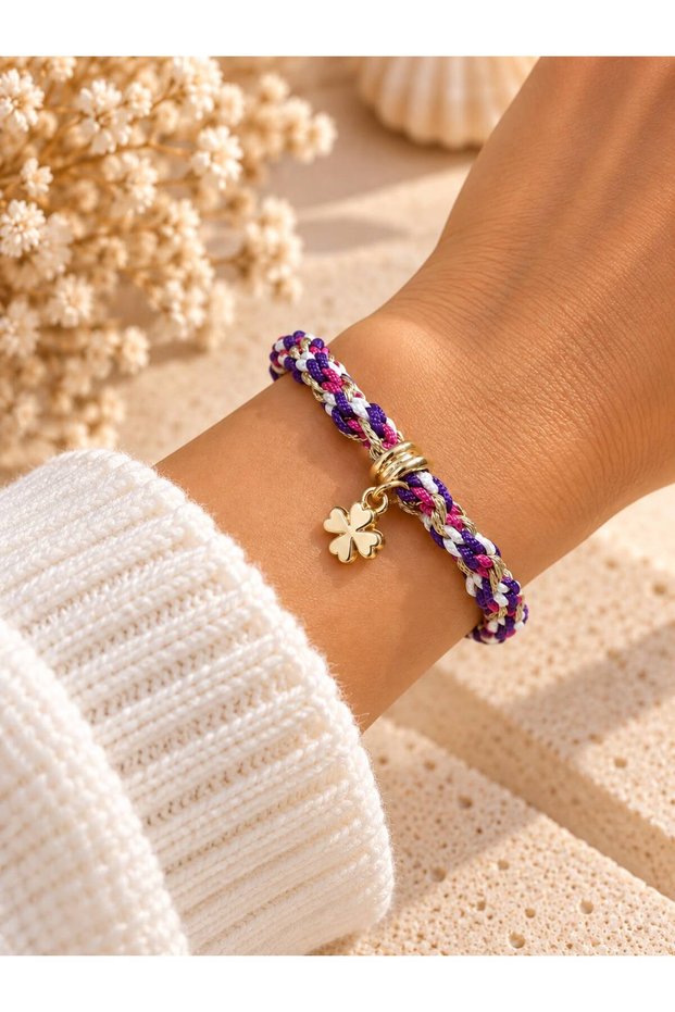 Pink-Purple Patterned Handmade Bracelet