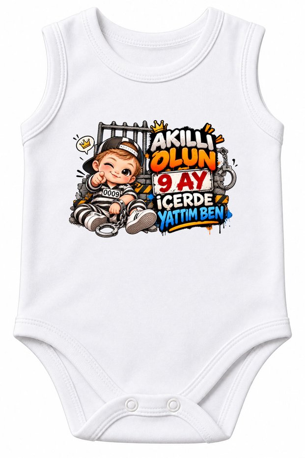 I Stayed in Bed for 9 Months 100% Cotton Printed Baby Bodysuit with Short Sleeves