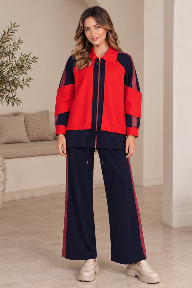 Basic Striped Double Set N8316 Red