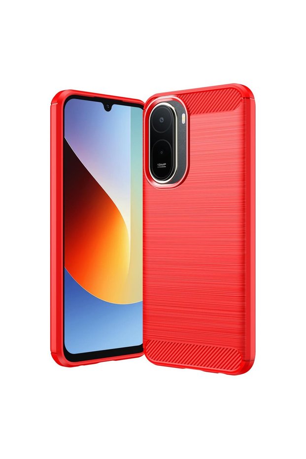 Case Compatible with Xiaomi Redmi A7 Pro Carbon Fiber Pattern Protective Back Cover Red
