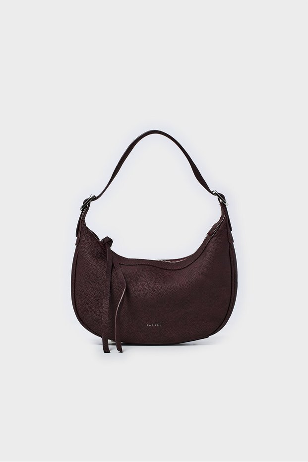 Baguete Shoulder Bag with Buckle-Bordo