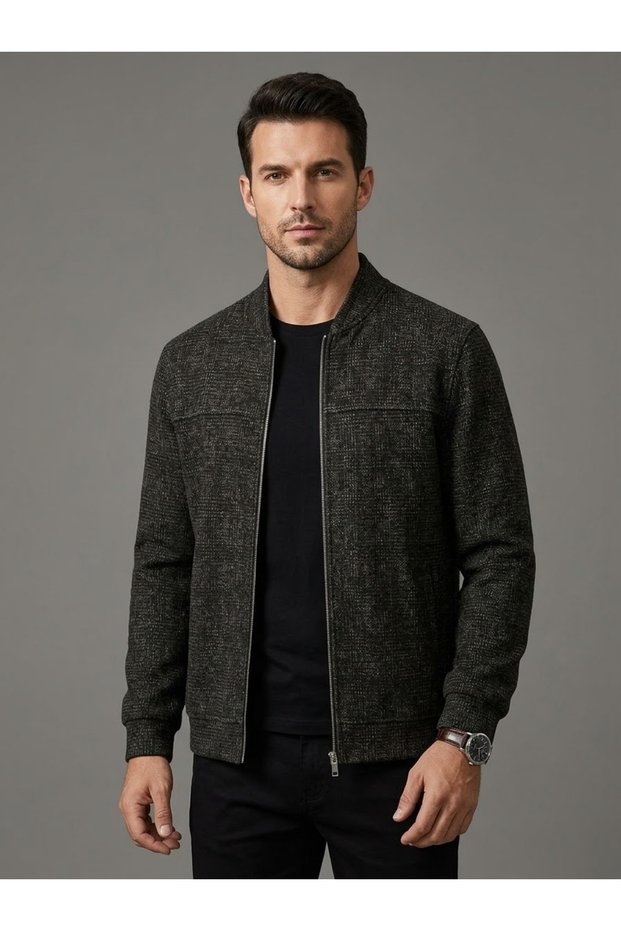 Cool Collar Black Cardigan