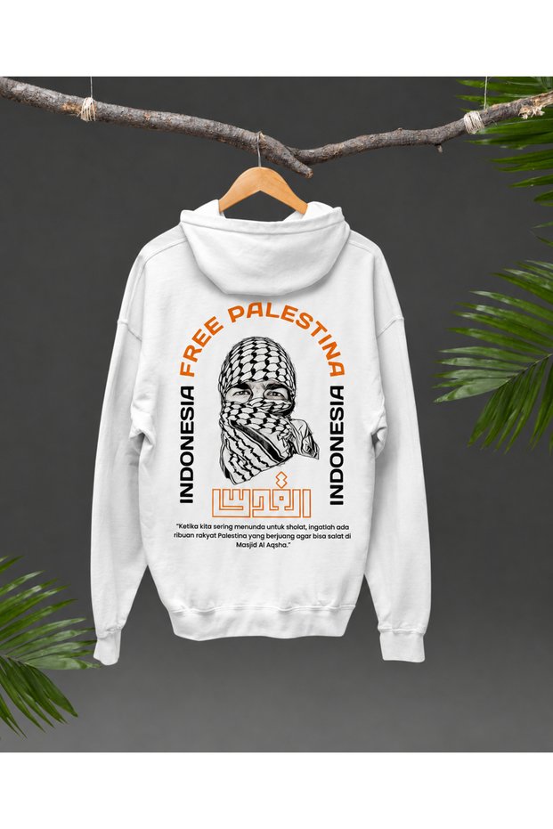 Palestinian Freedom Themed Printed Unisex Hoodie – Black and White Hooded Sweatshirt