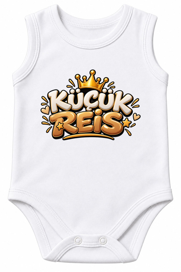 Küçük Rei̇s Written 100% Cotton Printed Baby Bodysuit Short Sleeve