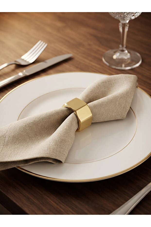 Som Brass Hexagonal Napkin Ring– 24 mm Solid Brass Luxury Table Accessory 8 Pieces