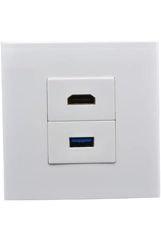 White Multimedia Faceplate Panel USB3.0 Jack HDMI compitable Female To Female Outlet Socket Plug