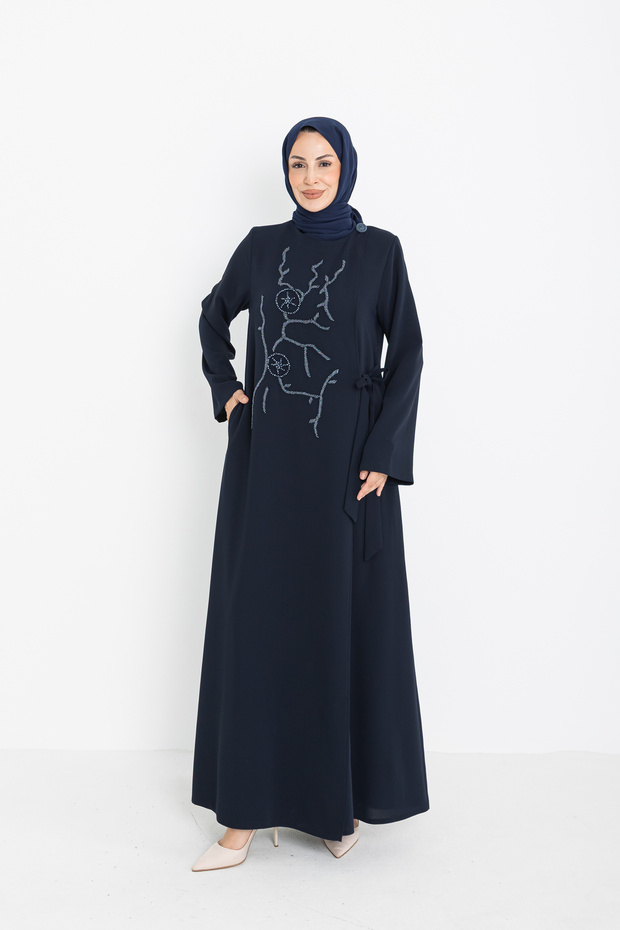 Meyli̇n Woven Chenille Ferace Navy Blue - 9081