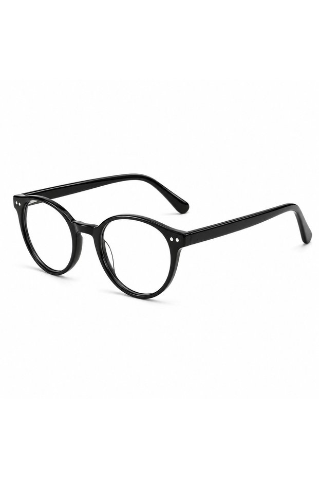 Glossy Black Rectangular Acetate Eyeglass Frame
