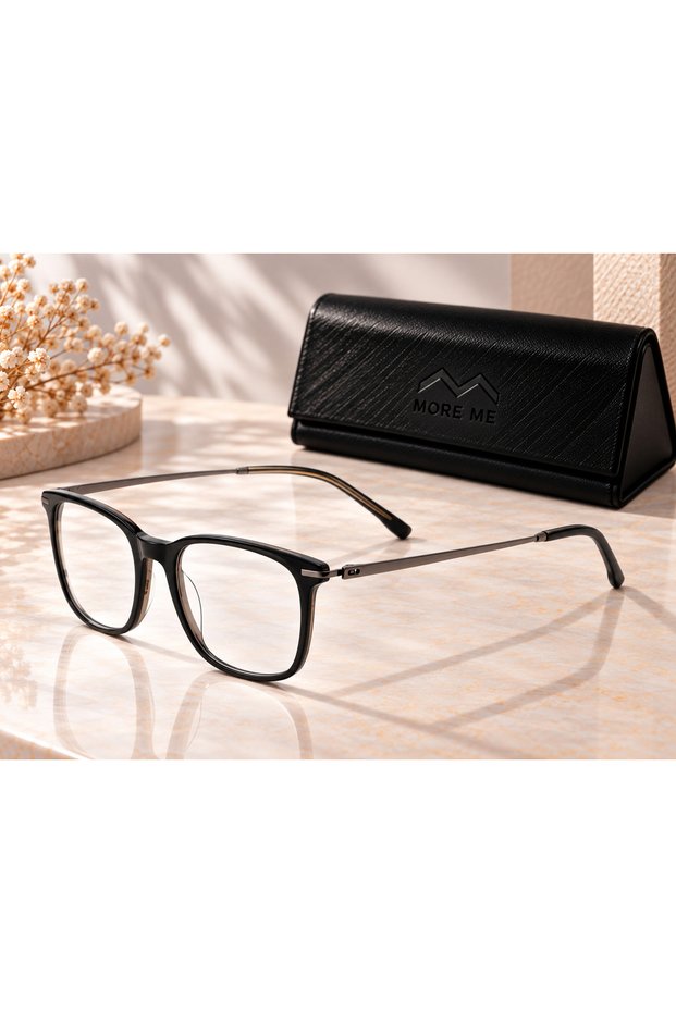 S.Black / Stripe Brown Rectangular Acetate Eyeglass Frame