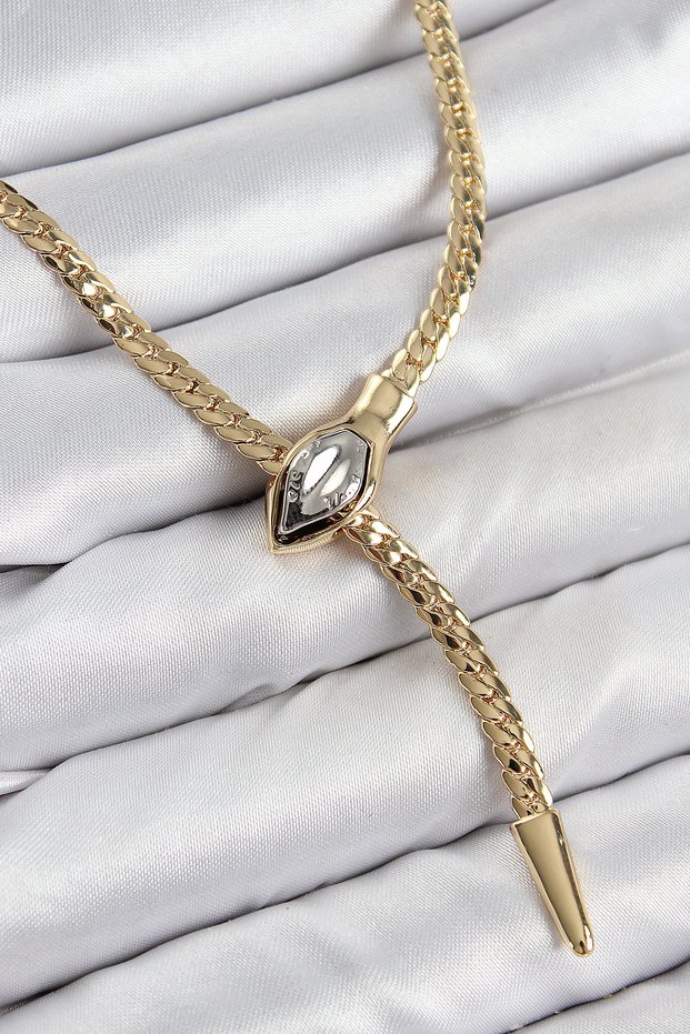 Brass Elevator Snake Model Gold Color Women's Necklace - Ebj261010W47175