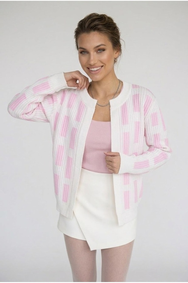 Women's Geometric Patterned Premium Knitwear Cardigan