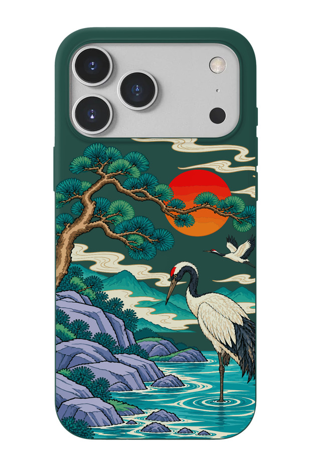 Japanese Breeze Pattern Tpu Flexible Silicone Case Compatible with iPhone 17 Pro Max/18 Pro Max with Suede Lining Inside