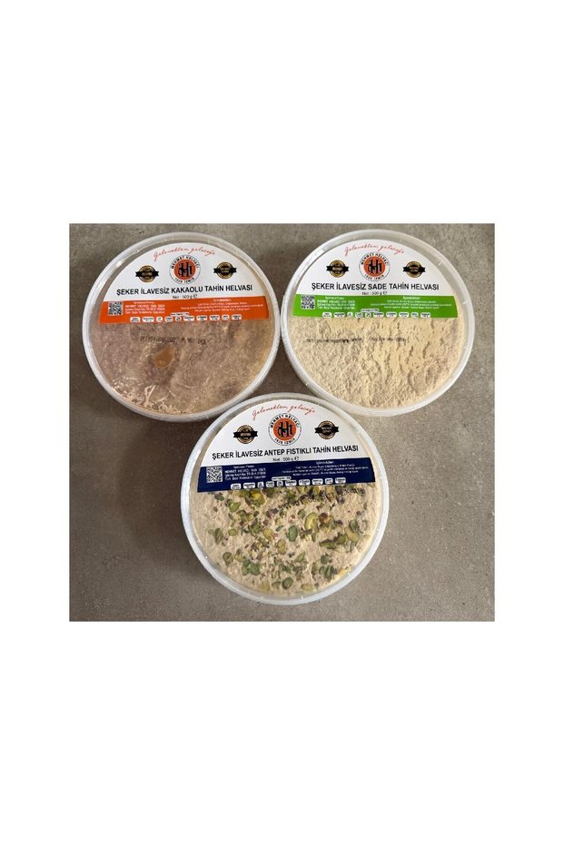 Sugar-Free Halva (Plain-Cocoa-Pistachio) 3-Pack * 500 Gr = 1.5 kg (Flavored with Date Juice)