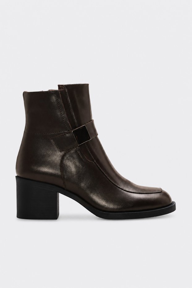 Genuine Leather 757Sza26920 Brown Leather Women's Thick Sole Boots