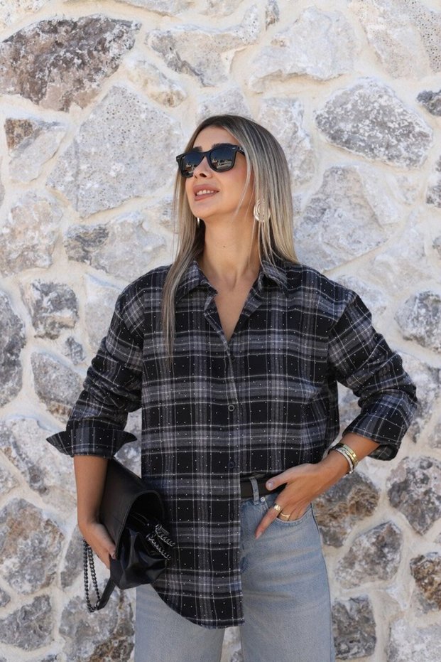 Black Checkered Stone Shirt