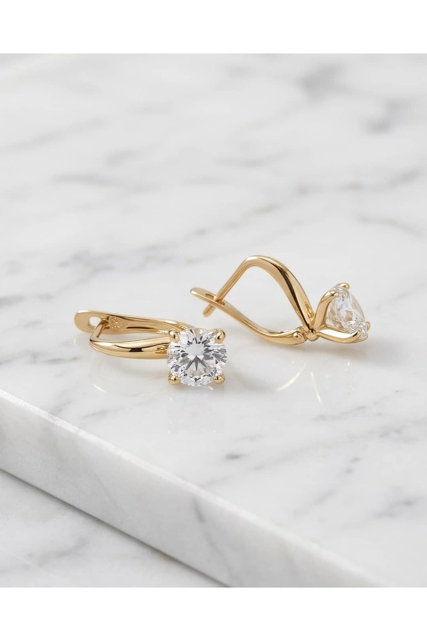 Phoebe Round Cut Solitaire Zircon Stone Minimal Hoop Steel Xuping Earrings