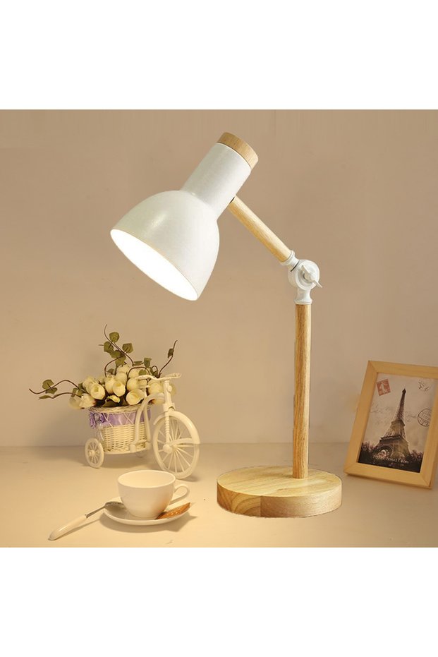 Sima Avize Modern Wooden Detailed Table Lamp – Decorative Study and Reading Lamp with Adjustable Head