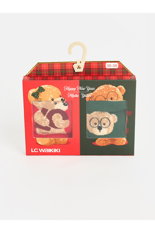 Timeless Clothing & Timeless Choices Women's Boxed Socks with Teddy Bear Print, 2-Pack