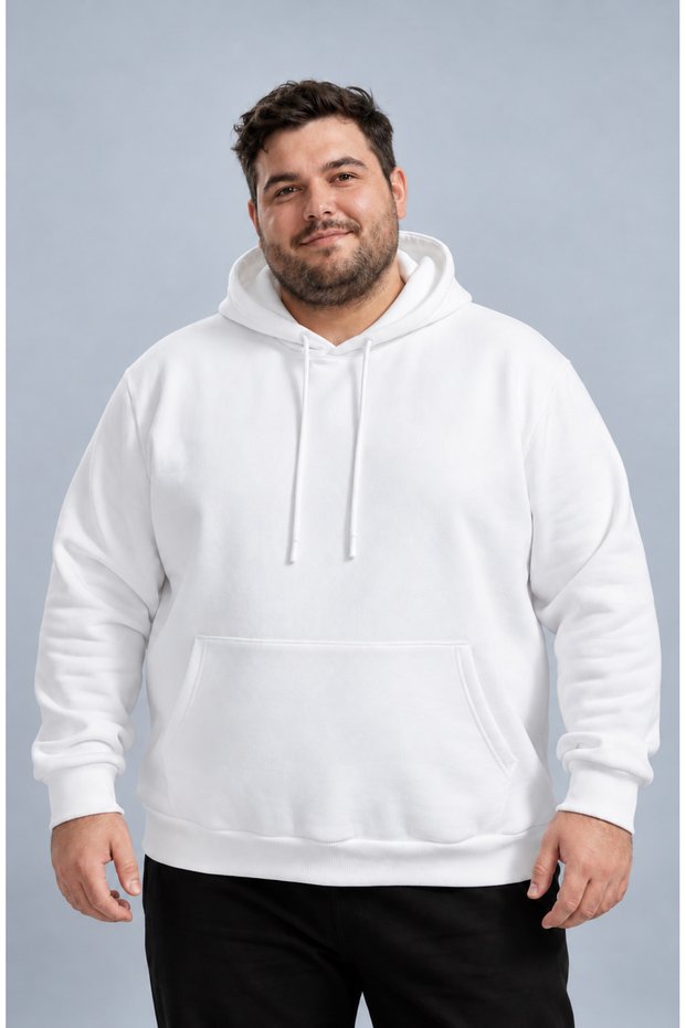 Men's Plus Size Basic Hooded Kangaroo Sweatshirt