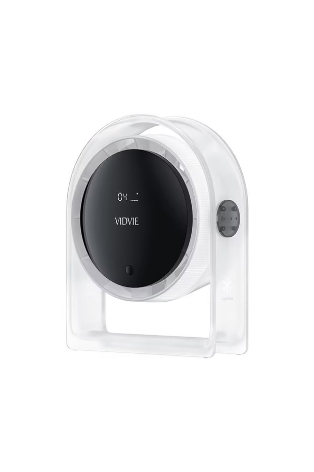 Smart Digital Display Desktop Fan - 5-Speed Rechargeable Turbo Air Circulator with Type-C & Transparent White Shell