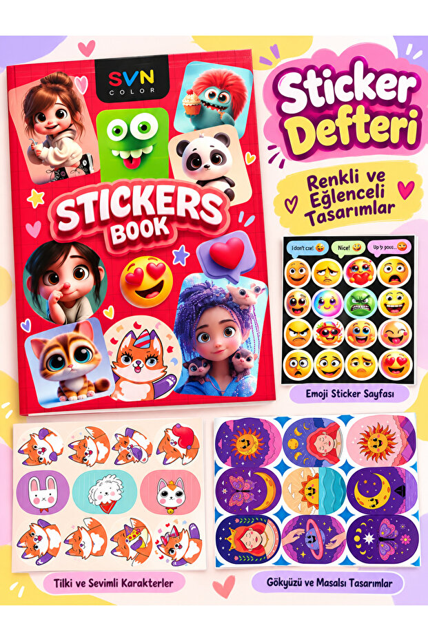 24 * 17 cm 16 Pages 200 Stickers Special Design Colorful Sticker Book Series -4