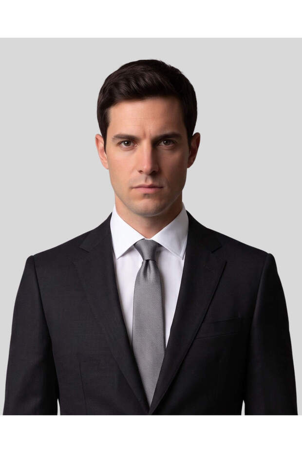 Light Gray Patterned Slim Tie – 7 cm Wide