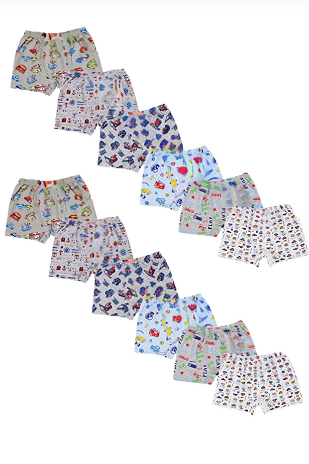 Lycra Printed Boys' Boxer 345-0 (6 Pieces)