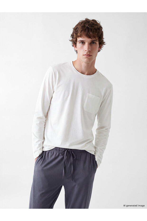 Özmarka New Season Ecru Regular Fit Men's Pajama Set
